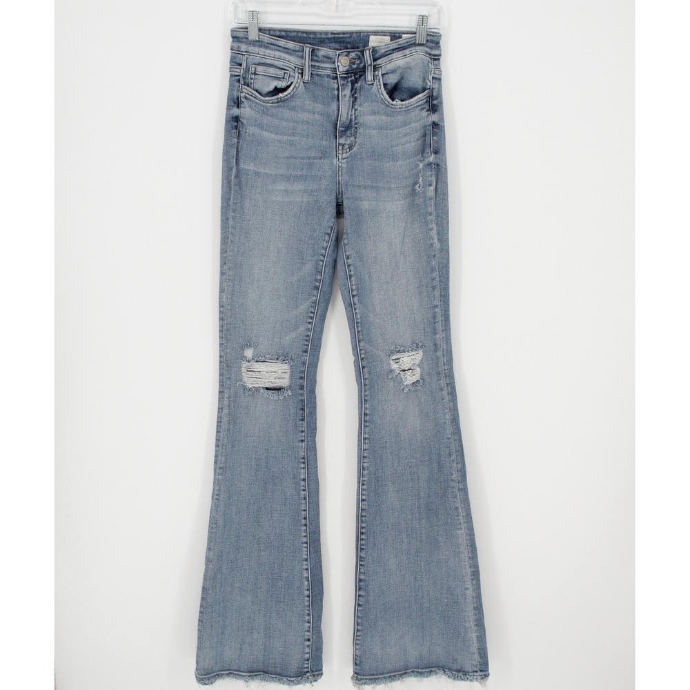 Bridge by Gly Women's Blue Distressed High Rise Flare Jeans Size 27" Waist